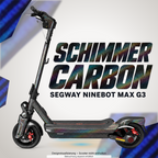 SEGWAY NINEBOT G3 / G3 D / G3 E SKIN | SCHIMMER CARBON – Designvisualisierung mit Lichtschein in Skin-Farben. Scooter nicht enthalten; Beleuchtung separat erhältlich.