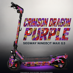 SEGWAY NINEBOT G3 / G3 D / G3 E SKIN | CRIMSON DRAGON PURPLE – Studiofoto mit Licht in der Skinfarbe; Scooter und Beleuchtung separat erhältlich