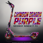 SEGWAY NINEBOT F3 / F3 PRO SKIN | CRIMSON DRAGON PURPLE – Studiofoto mit Licht in der Skinfarbe; Scooter und Beleuchtung separat erhältlich