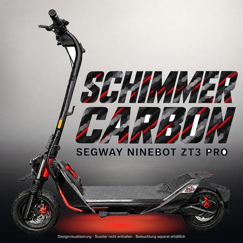 SEGWAY NINEBOT ZT3 PRO / ZT3 PRO D SKIN | SCHIMMER CARBON – Studiofoto mit Licht in der Skinfarbe; Scooter und Beleuchtung separat erhältlich