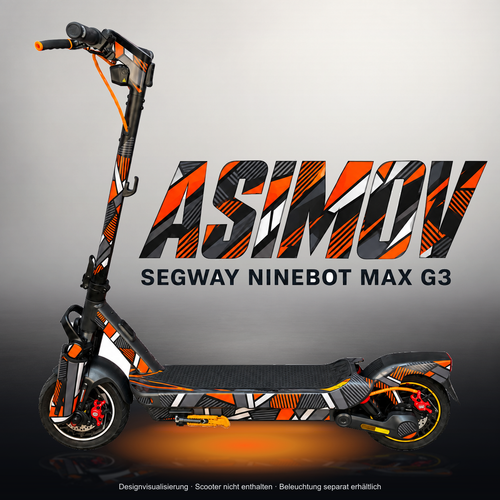 SEGWAY NINEBOT G3 / G3 D / G3 E SKIN | ASIMOV – Studiofoto mit Licht in der Skinfarbe; Scooter und Beleuchtung separat erhältlich