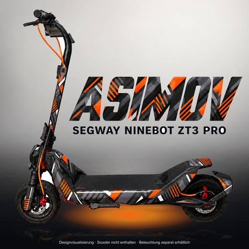 SEGWAY NINEBOT ZT3 PRO / ZT3 PRO D SKIN | ASIMOV – Studiofoto mit passendem Unterbodenlicht; Scooter und Beleuchtung separat erhältlich