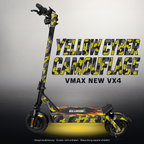 VMAX NEW VX4 SKIN | YELLOW CYBER CAMOUFLAGE – Studiofoto mit Licht in der Skinfarbe; Scooter und Beleuchtung separat erhältlich
