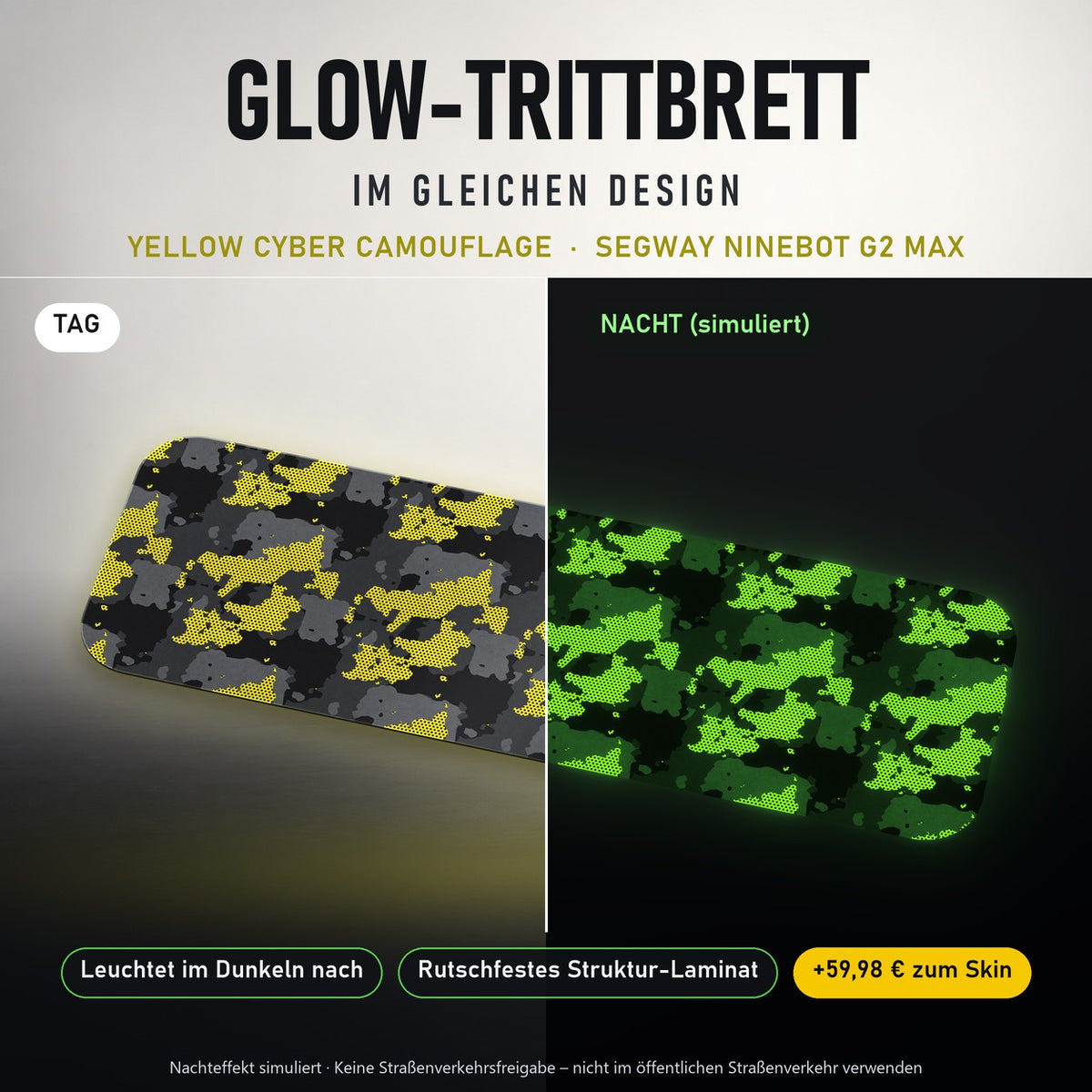 Glow-Trittbrett – YELLOW CYBER CAMOUFLAGE, Tag/Nacht