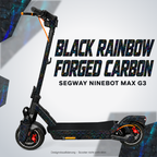 SEGWAY NINEBOT G3 SKIN | BLACK RAINBOW FORGED CARBON – Designvisualisierung am passenden Scooter. Scooter nicht enthalten.