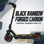 SEGWAY NINEBOT G3 / G3 D / G3 E SKIN | BLACK RAINBOW FORGED CARBON – Designvisualisierung mit Lichtschein in Skin-Farben. Scooter nicht enthalten; Beleuchtung separat erhältlich.