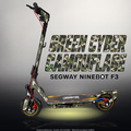 SEGWAY NINEBOT F3 / F3 PRO SKIN | GREEN CYBER CAMOUFLAGE – Studiofoto mit Licht in der Skinfarbe; Scooter und Beleuchtung separat erhältlich