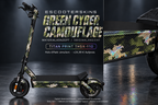GREEN CYBER CAMOUFLAGE · Holo-Effekt simuliert · +24,99 € Aufpreis · digitale Materialsimulation, keine physische Druckprobe; Trittbrett und Felgenaufkleber separat; Scooter nicht enthalten.