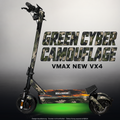 VMAX NEW VX4 SKIN | GREEN CYBER CAMOUFLAGE – Studiofoto mit passendem Unterbodenlicht; Scooter und Beleuchtung separat erhältlich