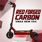 VMAX NEW VX4 SKIN | RED FORGED CARBON – Designvisualisierung mit Lichtschein in Skin-Farben. Scooter nicht enthalten; Beleuchtung separat erhältlich.