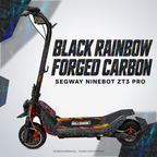 SEGWAY NINEBOT ZT3 SKIN | BLACK RAINBOW FORGED CARBON – Designvisualisierung am passenden Scooter. Scooter nicht enthalten.