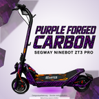 SEGWAY NINEBOT ZT3 PRO / ZT3 PRO D SKIN | PURPLE FORGED CARBON – Designvisualisierung mit Lichtschein in Skin-Farben. Scooter nicht enthalten; Beleuchtung separat erhältlich.
