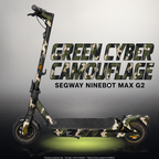 SEGWAY NINEBOT G2 MAX SKIN | GREEN CYBER CAMOUFLAGE – Studiofoto mit Licht in der Skinfarbe; Scooter und Beleuchtung separat erhältlich