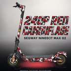 SEGWAY NINEBOT G2 MAX SKIN | 240P RED CAMOUFLAGE – Studiofoto mit Licht in der Skinfarbe; Scooter und Beleuchtung separat erhältlich