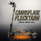 VMAX NEW VX4 SKIN | CAMOUFLAGE FLECKTARN – Studiofoto mit Licht in der Skinfarbe; Scooter und Beleuchtung separat erhältlich