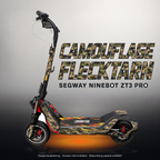 SEGWAY NINEBOT ZT3 PRO / ZT3 PRO D SKIN | CAMOUFLAGE FLECKTARN – Studiofoto mit Licht in der Skinfarbe; Scooter und Beleuchtung separat erhältlich