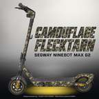 SEGWAY NINEBOT G2 MAX SKIN | CAMOUFLAGE FLECKTARN – Studiofoto mit Licht in der Skinfarbe; Scooter und Beleuchtung separat erhältlich