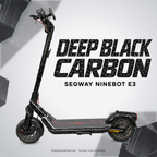 SEGWAY NINEBOT E3 SKIN | DEEP BLACK CARBON – Designvisualisierung am passenden Scooter. Scooter nicht enthalten.