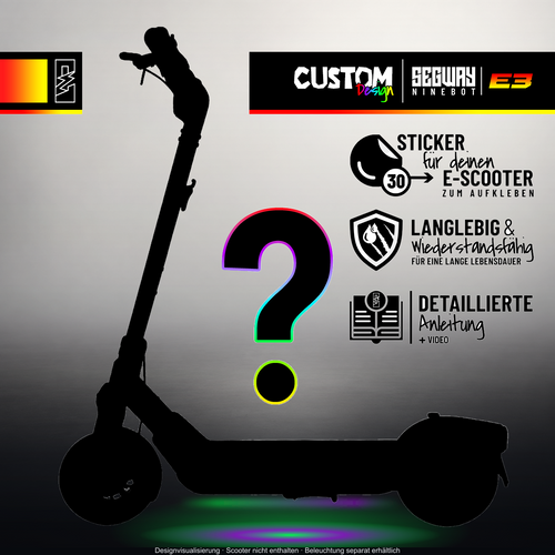 SEGWAY NINEBOT E3 / E3 PRO SKIN | CUSTOM – Originale Custom-Design-Silhouette im Studio-Look mit mehrfarbigem Licht; Beleuchtung separat erhältlich