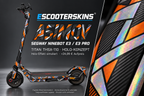 SEGWAY NINEBOT E3 / E3 PRO SKIN | ASIMOV – Holo-Effekt simuliert; +24,99 EUR Aufpreis. Digitale Materialsimulation, keine physische Druckprobe. Nur Body-Skin; Trittbrett und Felgenaufkleber separat; Scooter nicht enthalten.