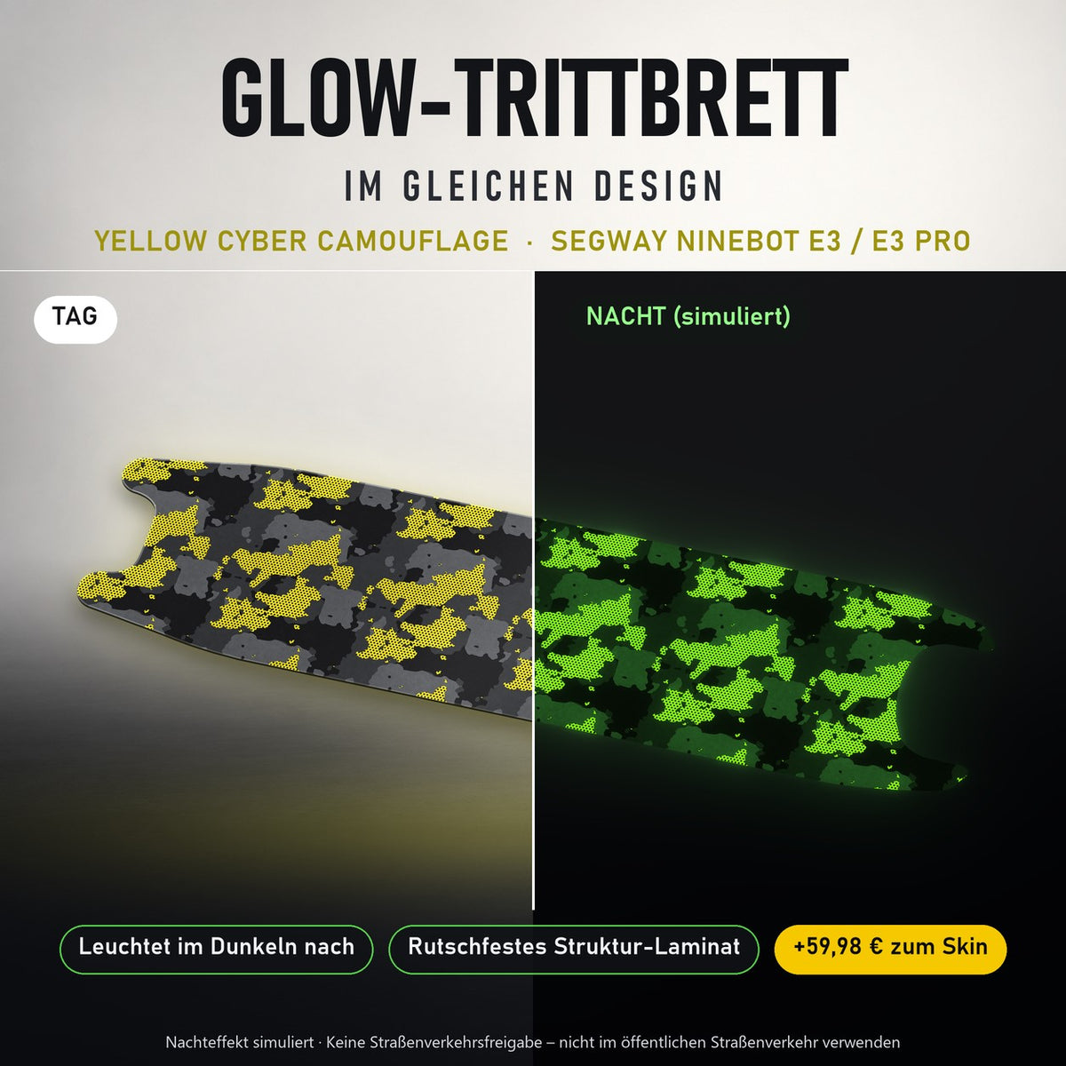 Glow-Trittbrett – YELLOW CYBER CAMOUFLAGE, Tag/Nacht