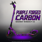 SEGWAY NINEBOT E3 / E3 PRO SKIN | PURPLE FORGED CARBON – Studiofoto mit Licht in der Skinfarbe; Scooter und Beleuchtung separat erhältlich