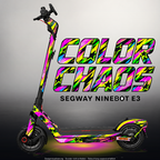 SEGWAY NINEBOT E3 / E3 PRO SKIN | COLOR CHAOS – Studiofoto mit Licht in der Skinfarbe; Scooter und Beleuchtung separat erhältlich