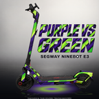 SEGWAY NINEBOT E3 / E3 PRO SKIN | PURPLE VS GREEN – Studiofoto mit Licht in der Skinfarbe; Scooter und Beleuchtung separat erhältlich