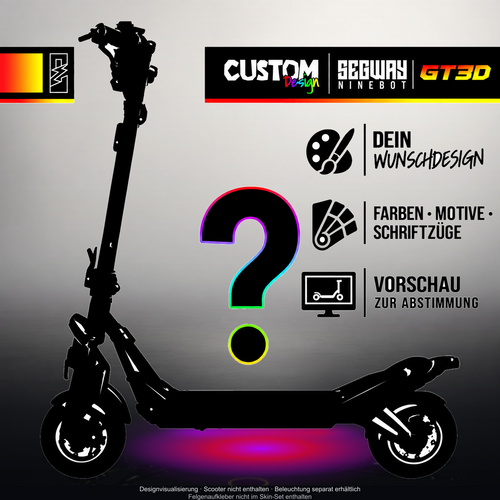 SEGWAY NINEBOT GT3 SKIN | CUSTOM – Designvisualisierung mit Licht in der Skinfarbe; Scooter nicht enthalten, Beleuchtung separat erhältlich
