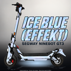 SEGWAY NINEBOT GT3 SKIN | ICE BLUE (EFFEKT) – Studiofoto mit Licht in der Skinfarbe; Scooter und Beleuchtung separat erhältlich