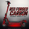 SEGWAY NINEBOT GT3 SKIN | RED FORGED CARBON – Studiofoto mit Licht in der Skinfarbe; Scooter und Beleuchtung separat erhältlich