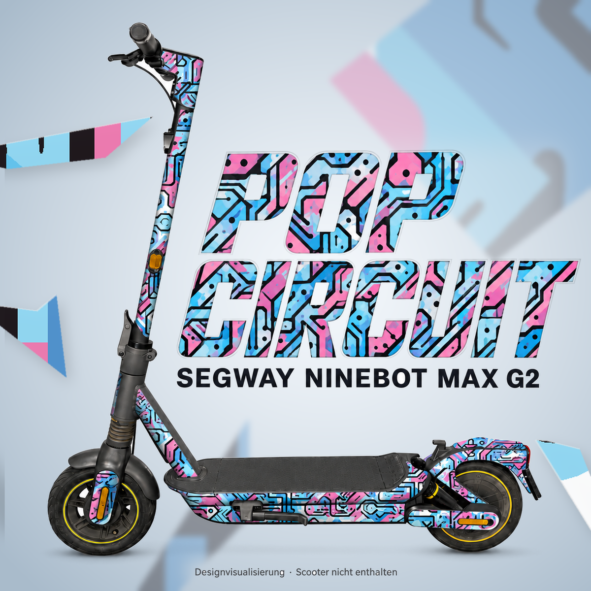 SEGWAY NINEBOT G2 MAX SKIN | POP CIRCUIT – Designvisualisierung am passenden Scooter. Scooter nicht enthalten.