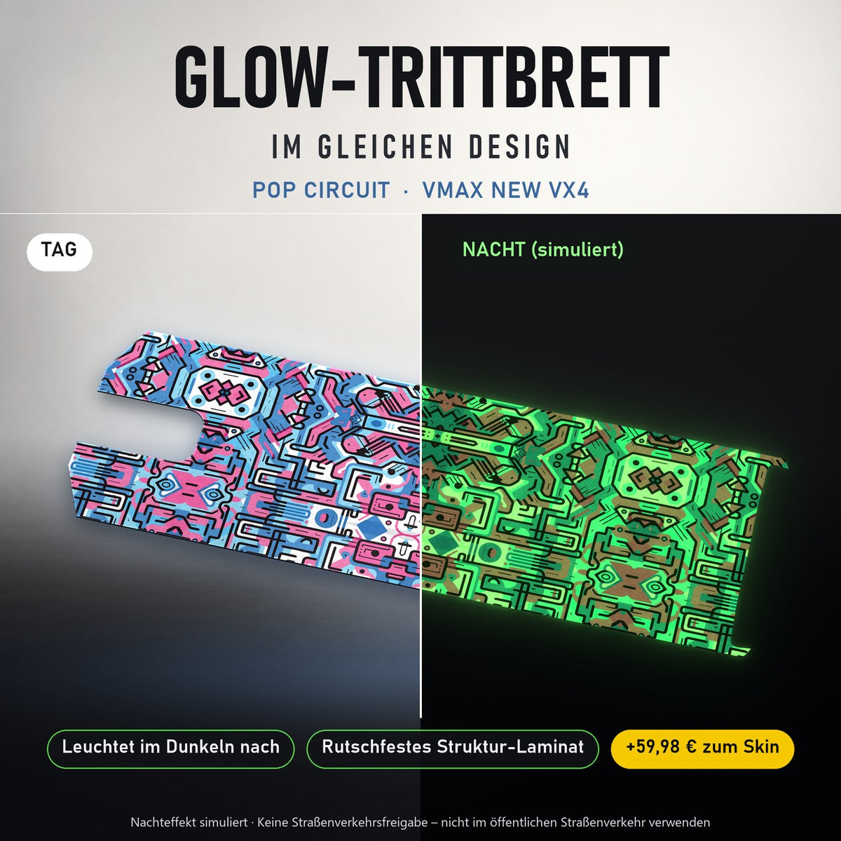 Glow-Trittbrett – POP CIRCUIT, Tag/Nacht