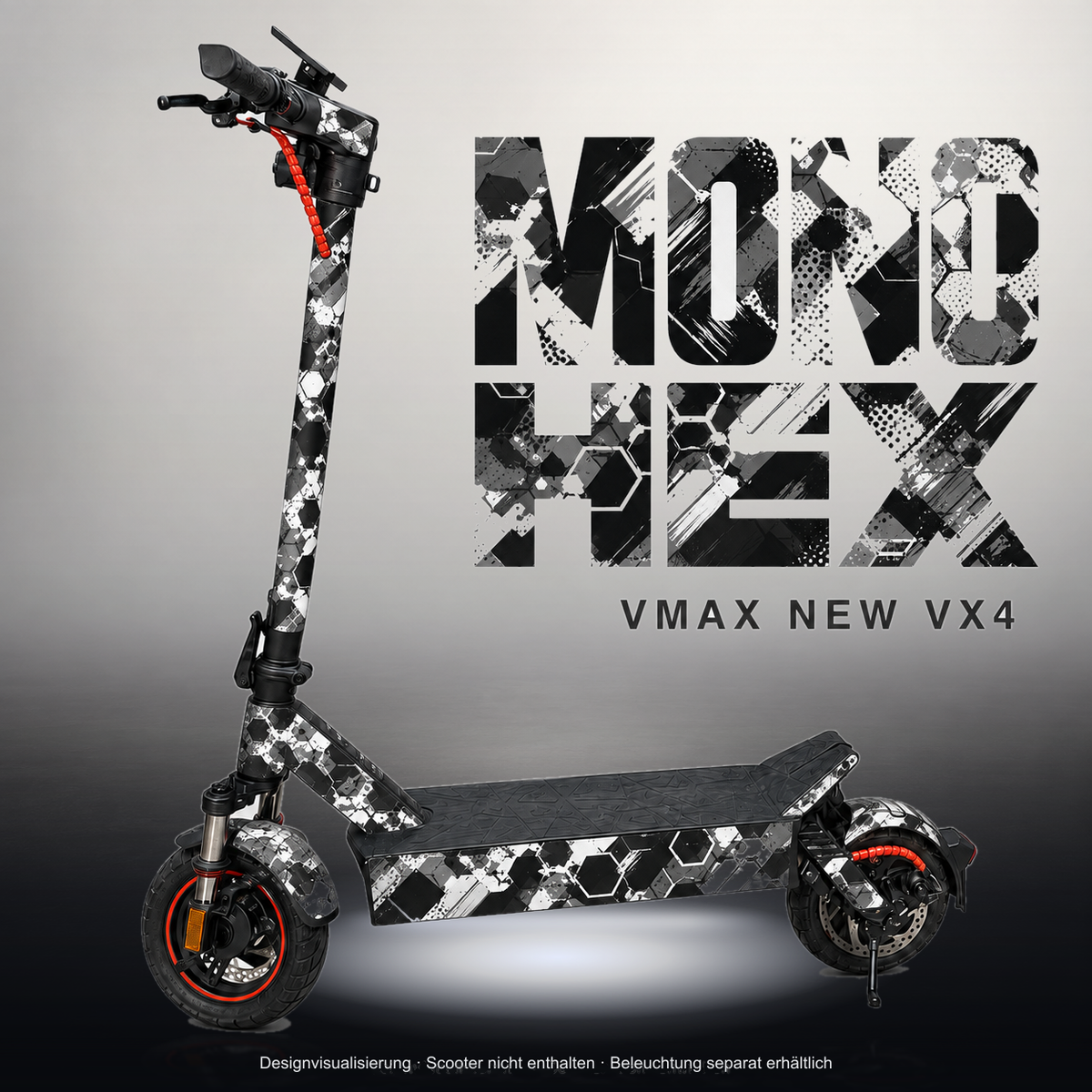 VMAX NEW VX4 SKIN | MONO HEX – Studiofoto mit Licht in der Skinfarbe; Scooter und Beleuchtung separat erhältlich