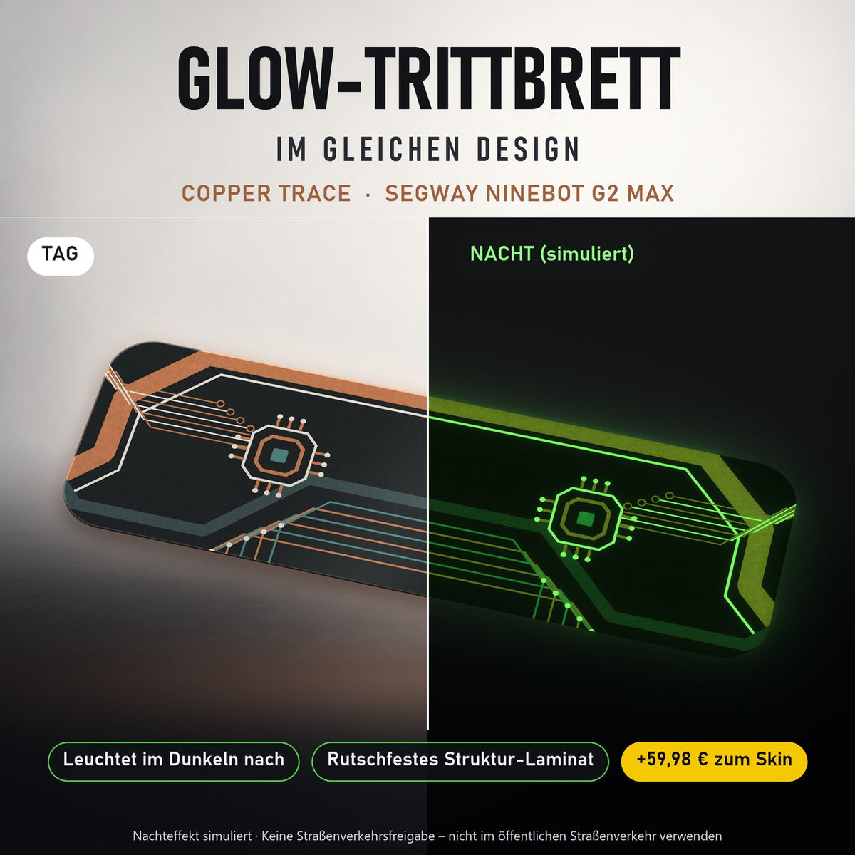 Glow-Trittbrett – COPPER TRACE, Tag/Nacht