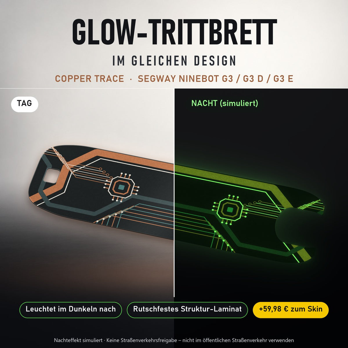 Glow-Trittbrett – COPPER TRACE, Tag/Nacht