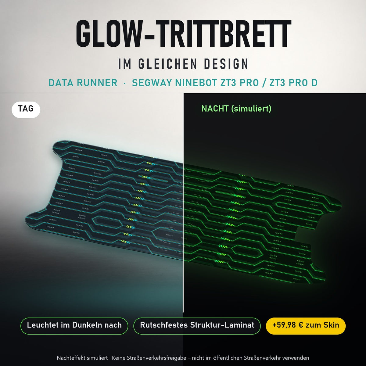 Glow-Trittbrett – DATA RUNNER, Tag/Nacht