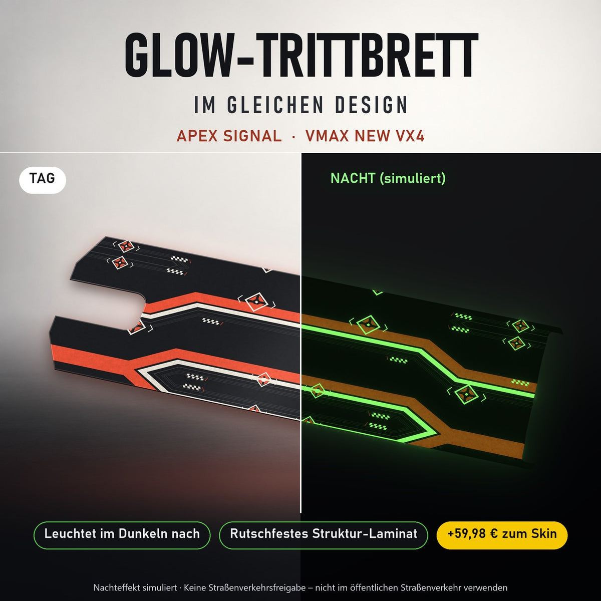 Glow-Trittbrett – APEX SIGNAL, Tag/Nacht