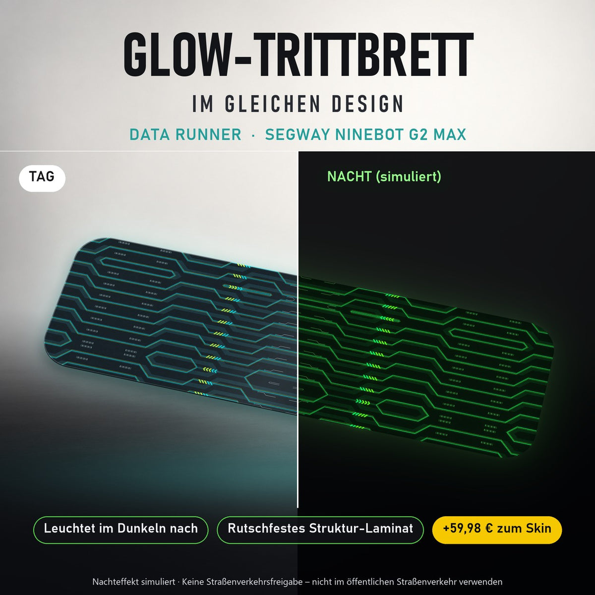 Glow-Trittbrett – DATA RUNNER, Tag/Nacht