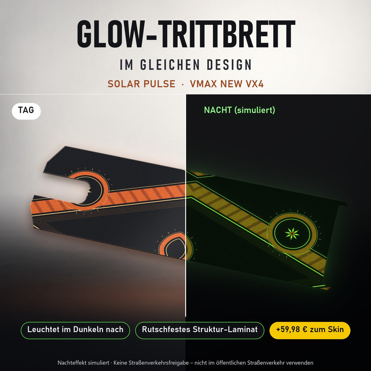 Glow-Trittbrett – SOLAR PULSE, Tag/Nacht