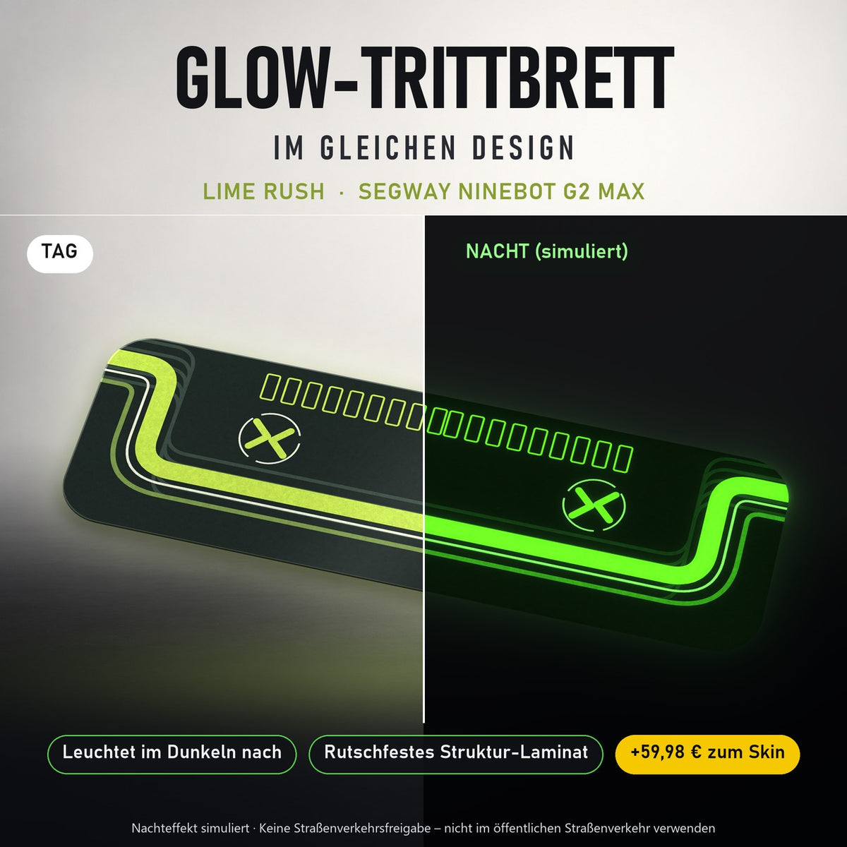 Glow-Trittbrett – LIME RUSH, Tag/Nacht