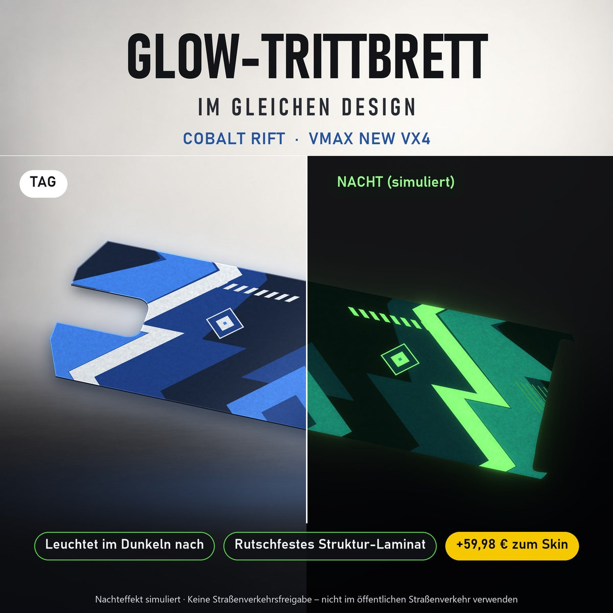 Glow-Trittbrett – COBALT RIFT, Tag/Nacht