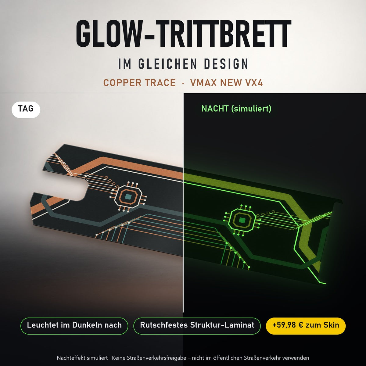 Glow-Trittbrett – COPPER TRACE, Tag/Nacht
