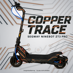 COPPER TRACE Skin für Segway Ninebot ZT3 Pro: kupferfarbene Leiterbahnen auf Anthrazit – digitale Designvisualisierung, Scooter nicht enthalten