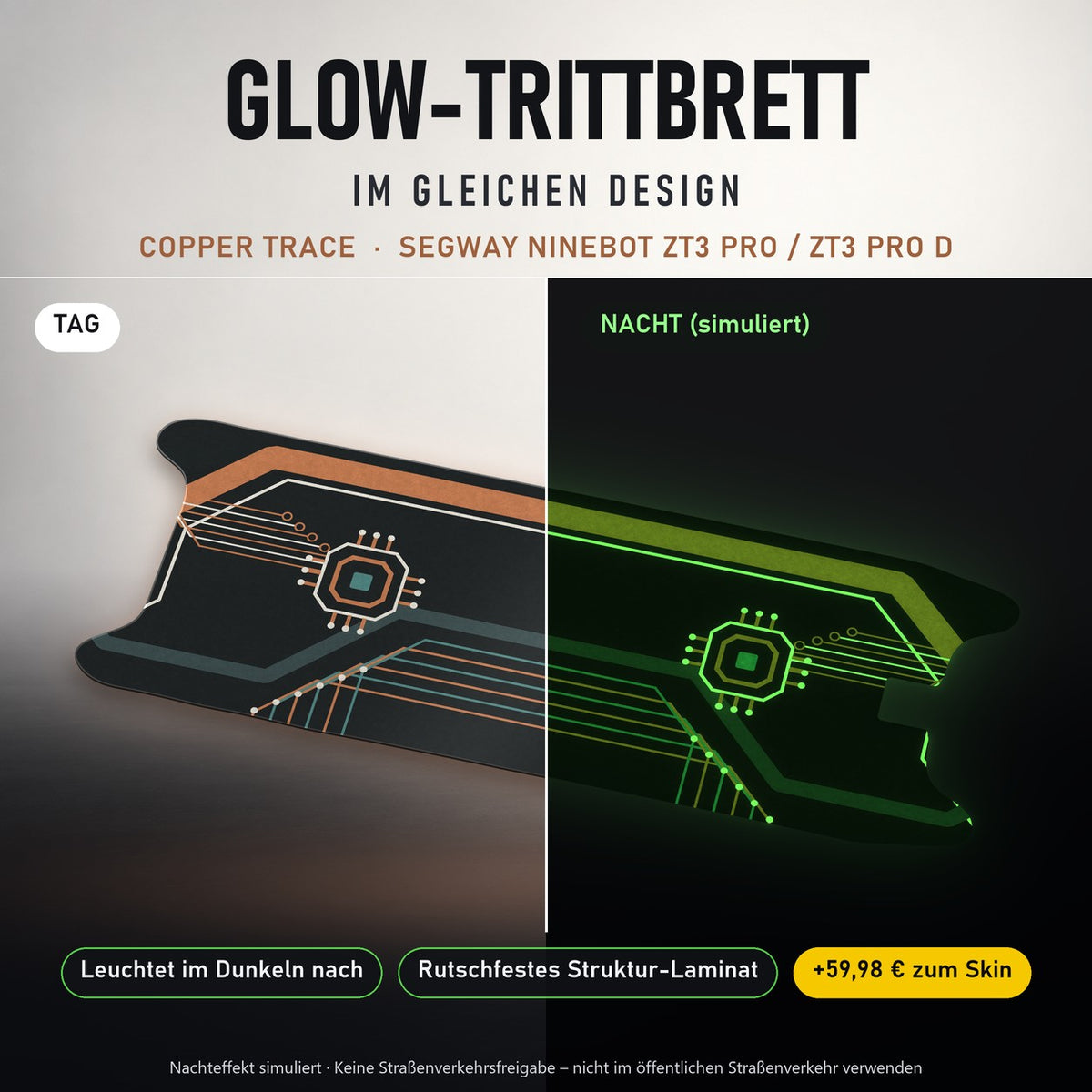 Glow-Trittbrett – COPPER TRACE, Tag/Nacht