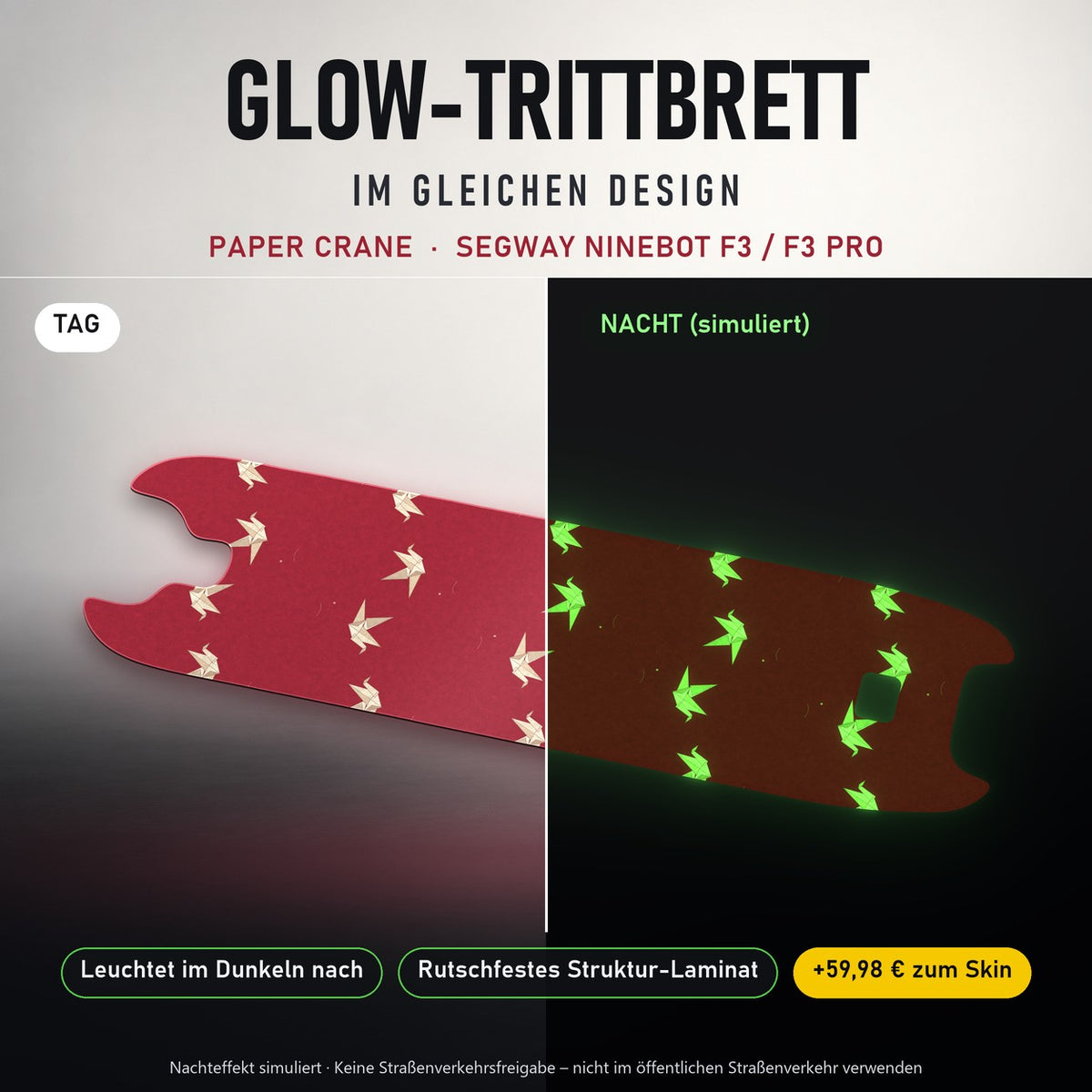 Glow-Trittbrett – PAPER CRANE, Tag/Nacht