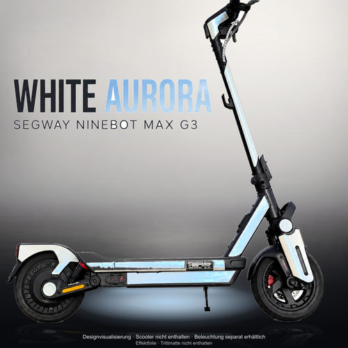 SEGWAY NINEBOT G3 / G3 D / G3 E SKIN | WHITE AURORA – Studiofoto mit Licht in der Skinfarbe; Scooter und Beleuchtung separat erhältlich