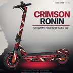SEGWAY NINEBOT G2 MAX SKIN | CRIMSON RONIN – Studiofoto mit Licht in der Skinfarbe; Scooter und Beleuchtung separat erhältlich
