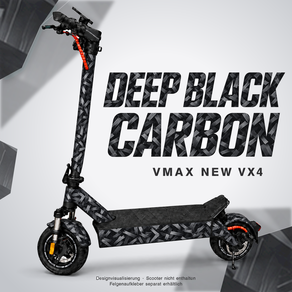 DEEP BLACK CARBON Skin für VMAX NEW VX4. Felgenaufkleber separat erhältlich.