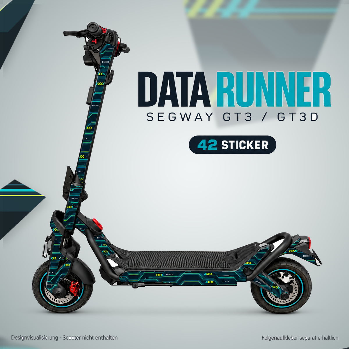 DATA RUNNER Skin für Segway GT3D. Felgenaufkleber separat erhältlich.
